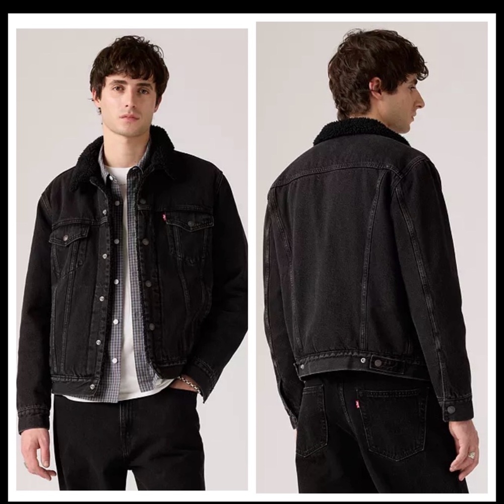 Men's Regular Fit Sherpa Denim Trucker Jacket 2XL